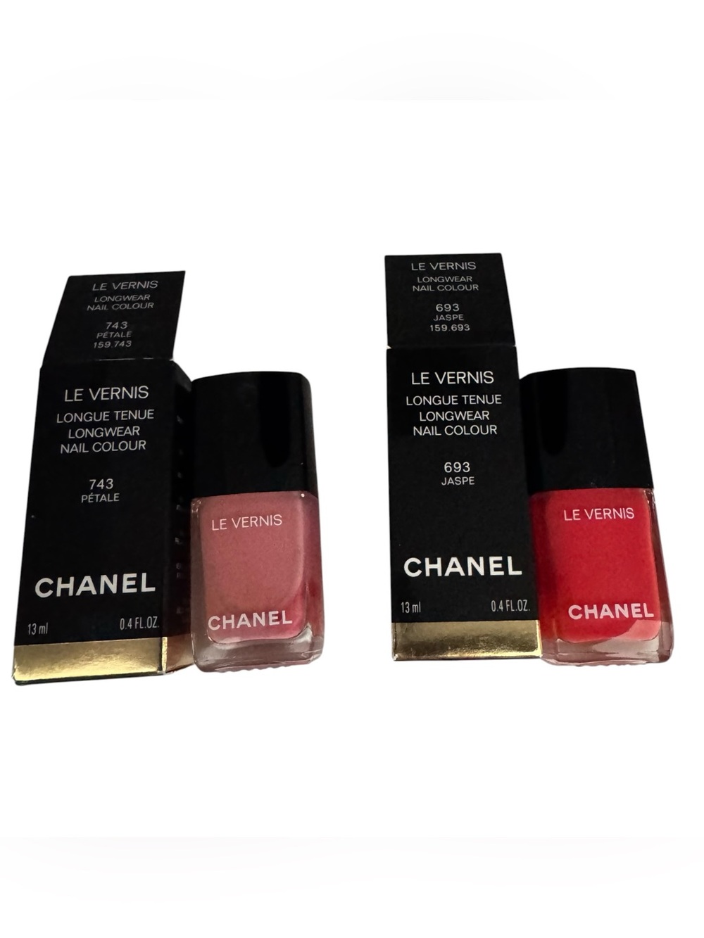 Chanel Le Vernis Longwear Nail Polish Lot 2 743 Petale 693 Jaspe w/Box